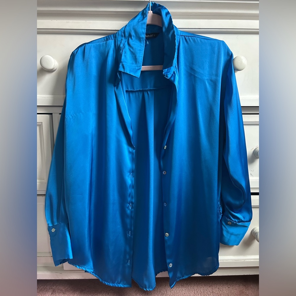 Zara silky longsleeve button down